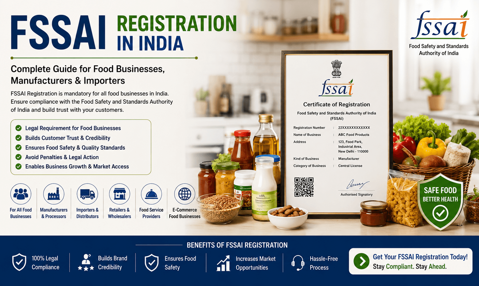 FSSAI Registration in India — Food business licensing and compliance