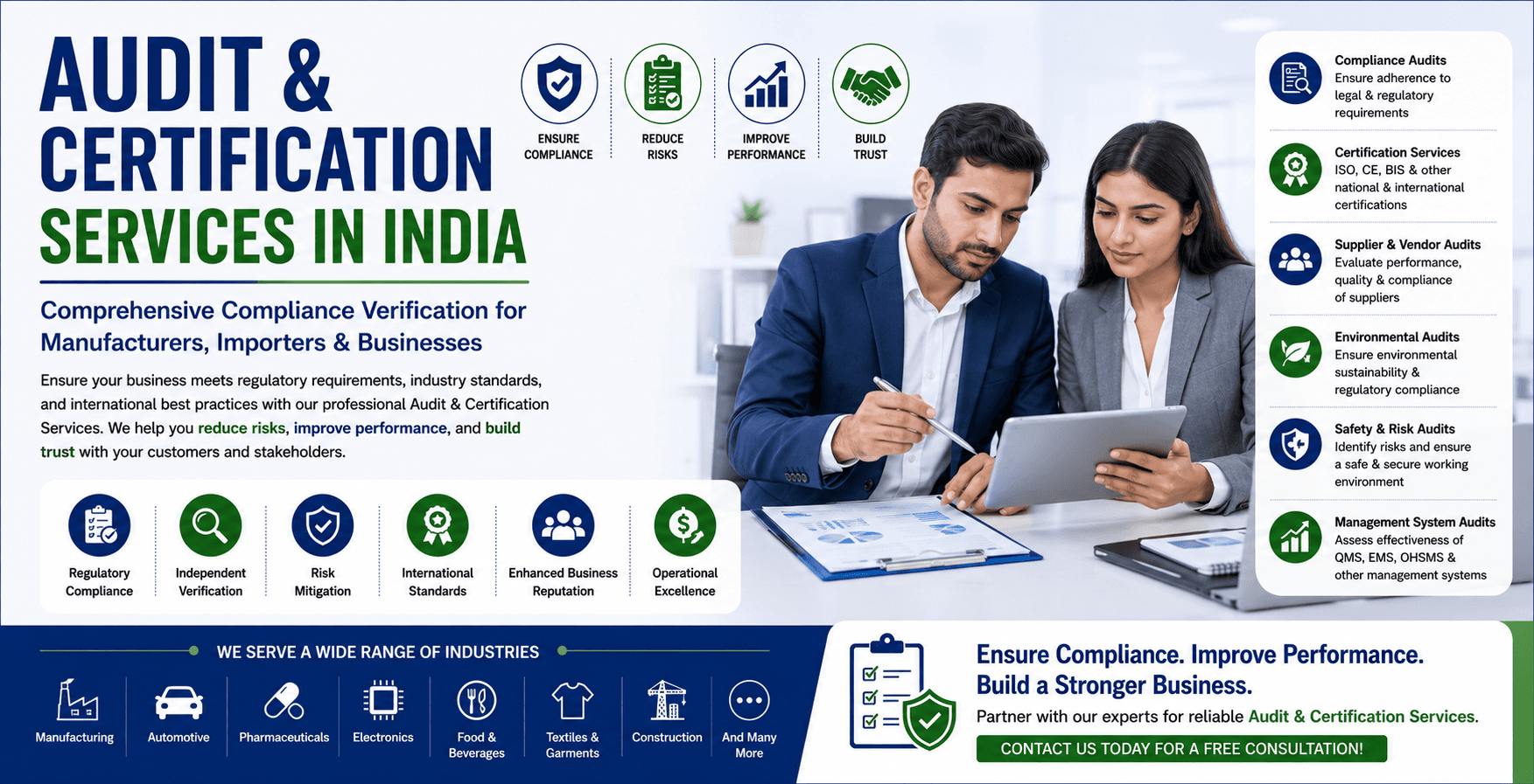 Audit and Certification Services in India — Compliance verification for manufacturers and businesses